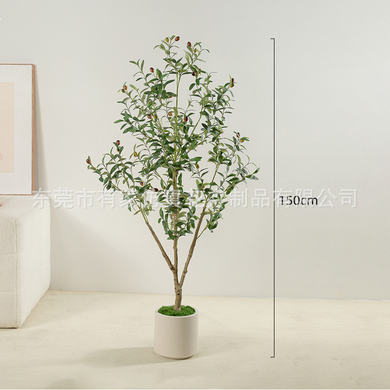 Aterrizaje de olivo de simulación de Amazon transfronterizo Adornos de decoración del hogar a gran escala Plantas verdes en macetas Desmontaje de plantas de árboles falsos
