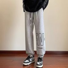 秋季字母束脚卫裤男美式潮流印花宽松休闲长裤港风潮牌哈伦运动裤