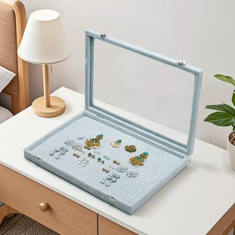 绒布耳钉收纳盒大容量600孔饰品托盘耳环展示盘珠宝首饰展示道具