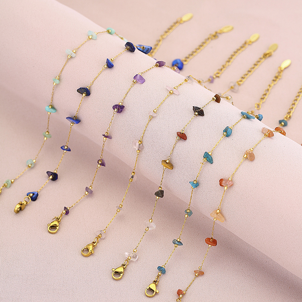 Malachite Pendant Material Bracelets Classification Casual Simple Style Irregular 18K Gold Plated 304 Stainless Steel Natural Stone Chain & Link Bracelets Wholesale