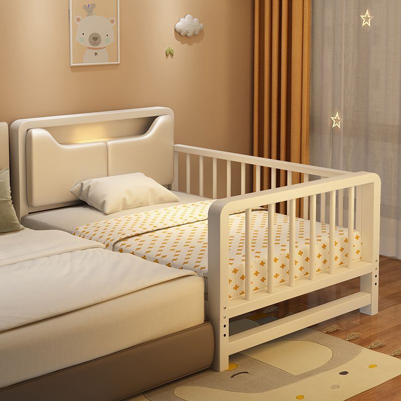 Children's Wrought Iron Bed with Spliced Baby Crib Side, Widened Guardrail, Single Bed with Adjustable Height and Thickened Small Bed