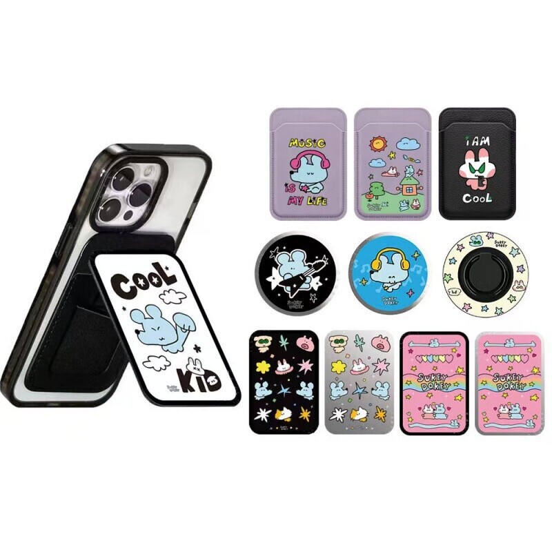 Sukeydokey Cute Smooth Mouse Magnetic Stand Cartoon Ring Card Holder Portable Foldable Universal for Apple and Huawei