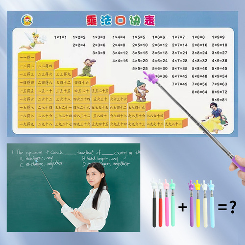 Retractable stainless steel director's baton for children, reading guide teaching wand, teacher's classroom teaching rod, home teaching stick, teaching pen, 55cm