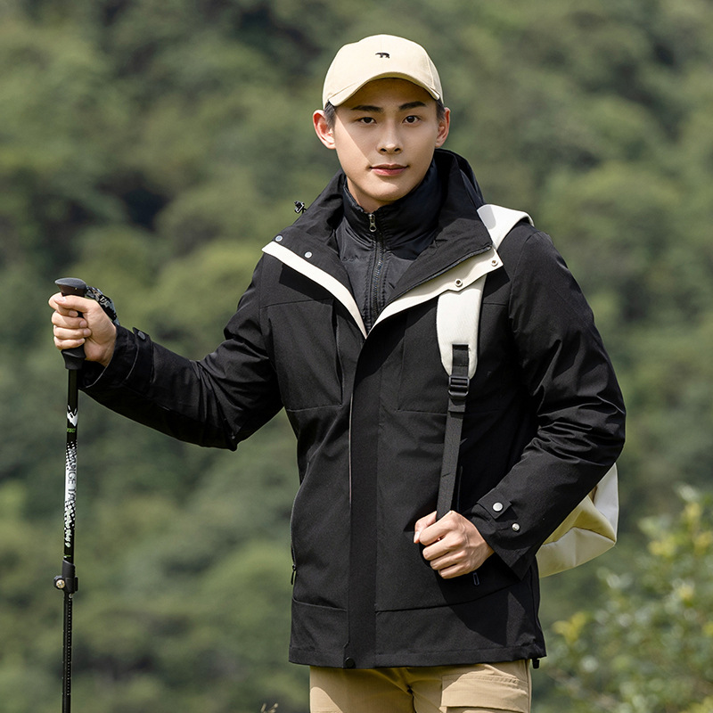 야외 그래 핀 구스 벨벳 라이너 후드 재킷 남자 3 대 1 소박한 재킷 여자 커플 등산 캠핑 재킷