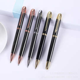 厂家创意电镀枪灰色金属圆珠笔顶钻签字笔 商务酒店办公铱金钢笔