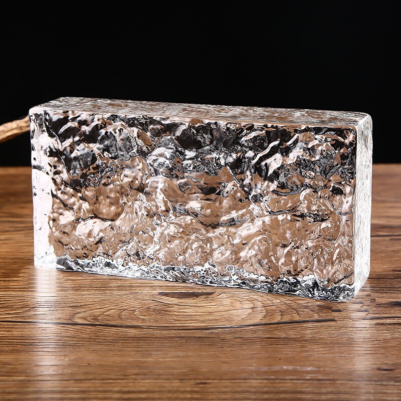 Ultra-white transparent square hollow glass brick crystal brick toilet partition net red brick color brick background wall