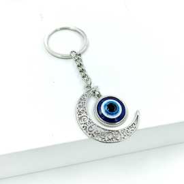 合金底托镶嵌蓝眼睛钥匙扣树脂贴片包包挂件配饰