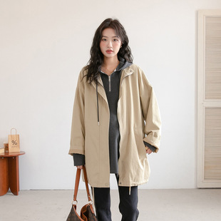 Autumn and Winter maternity clothes Korean style maternity trench coat mid-length loose plus size Korean style maternity coat long sleeve lapel