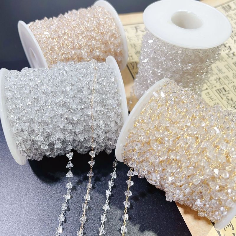 純銅保色三角水晶チェーン古風ヘアピン流蘇材料diy水晶チェーン手作りアクセサリー部品|undefined