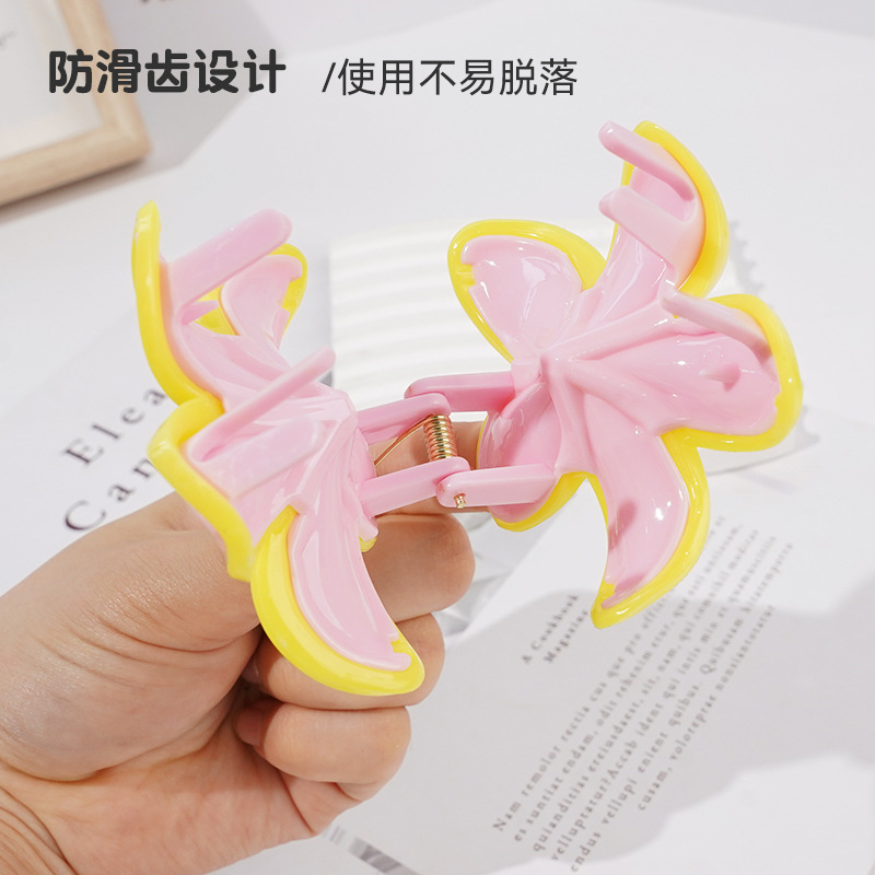 夹子发夹一字夹鲨鱼夹花朵印花抓夹鸡蛋花盘发发饰高级感批发发卡|undefined