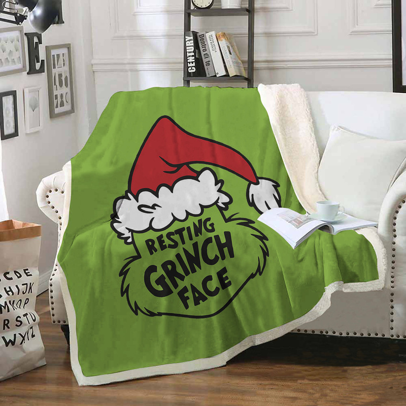 Grinch flannel blanket thickened lambswool blanket folding blanket air conditioning baby blanket picture can be printed 2