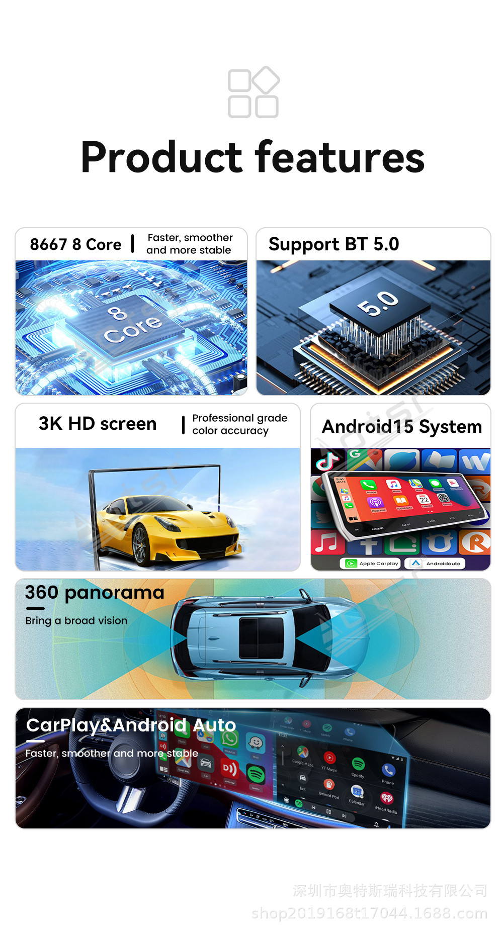 Suitable for Volvo S40 Smart Large Screen Car 04-12 Models, featuring Rear View Camera, Bluetooth, and Android Navigation