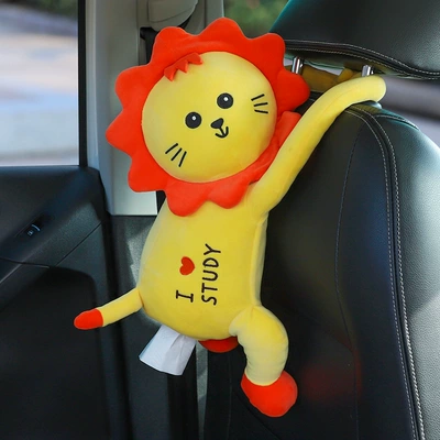 rear seat back-mounted Cartoon | Car tissue box/set - red-lion-hanging-tissue-box