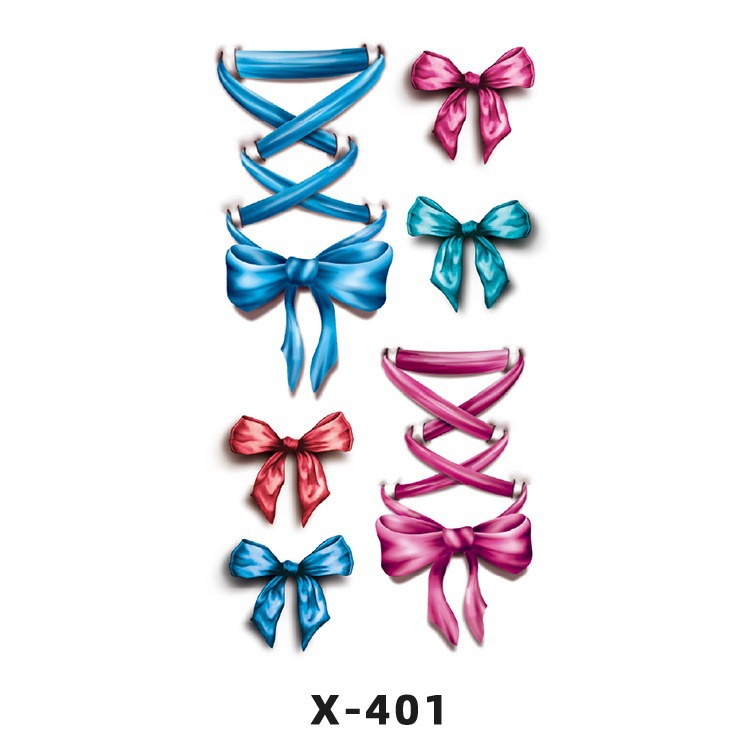 Arco de flor pequeña pegatinas de tatuaje fresco 3D dibujos animados transfronterizo Henna rosa impermeable texto en inglés pegatinas de tatuaje