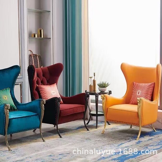 European Style Single Sofa Chair Tiger Chair Lazy Bedroom Balcony Leisure Chair Sofa Light Luxury Modern Single Chair European Style Single Sofa Chair Tiger Chair Lazy Bedroom Balcony Leisure Chair Sofa Light Luxury Modern Single Chair