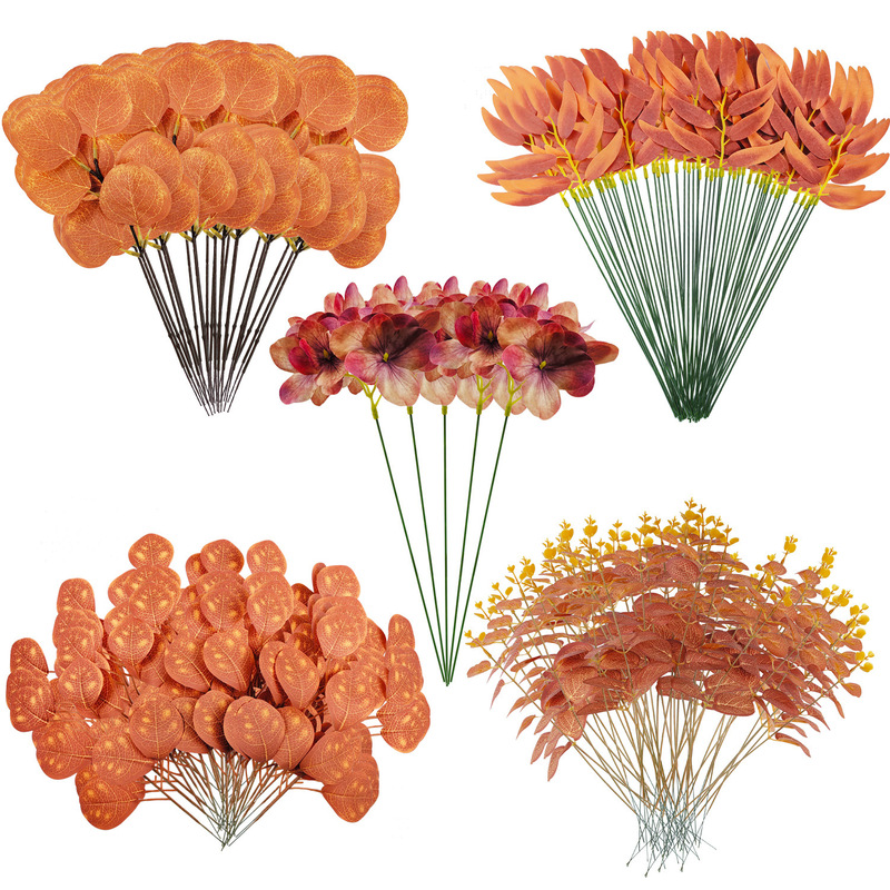 Cross-Border Autumn Artificial Eucalyptus Bunch Set, Eucalyptus Leaves, Halloween Harvest Festival Plant Home Decoration