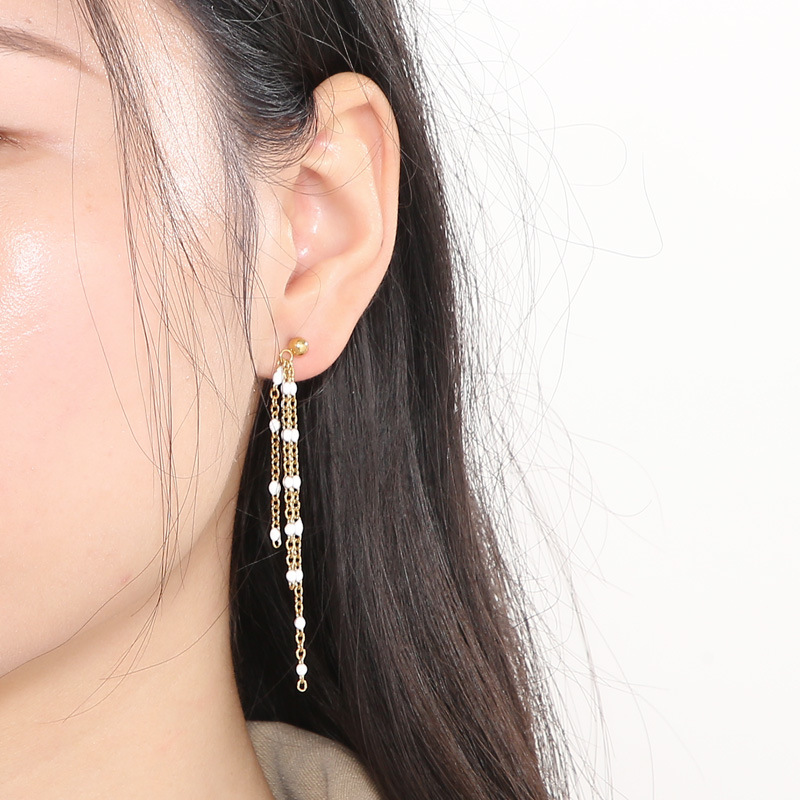 Geometric Pattern PVD Coated 18K Gold Plated Geometric Titanium Steel Elegant Waterproof Non Tarnish Drop Earrings