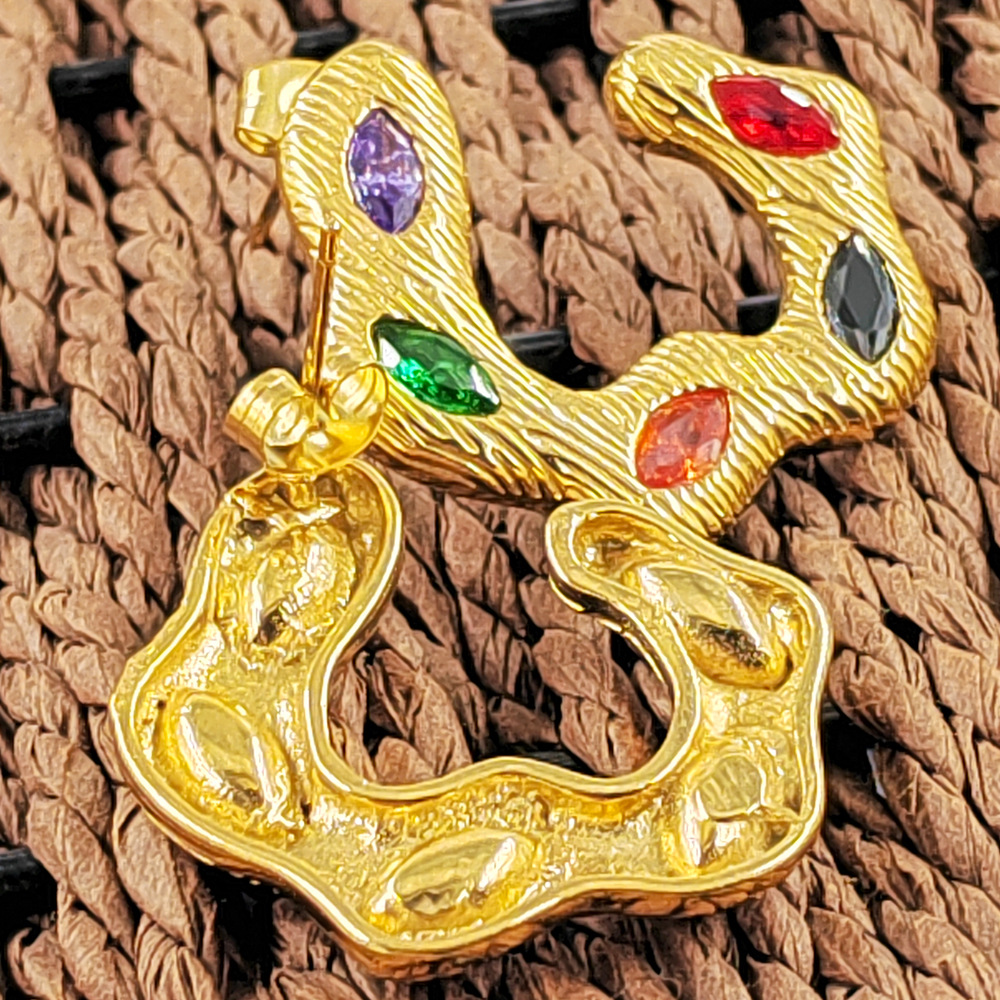 Street Occasion 1 Pair Glam Vintage Style Geometric Stainless Steel Inlay Zircon Ear Studs
