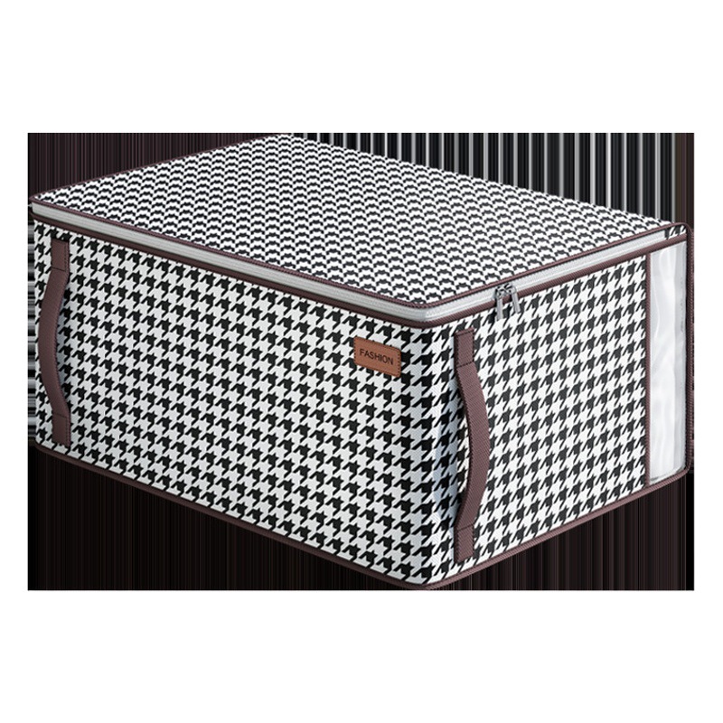 Nueva caja de almacenamiento de edredón extra grande bolsa de almacenamiento de edredón hogar organizador houndstooth patrón ropa bolsa de equipaje