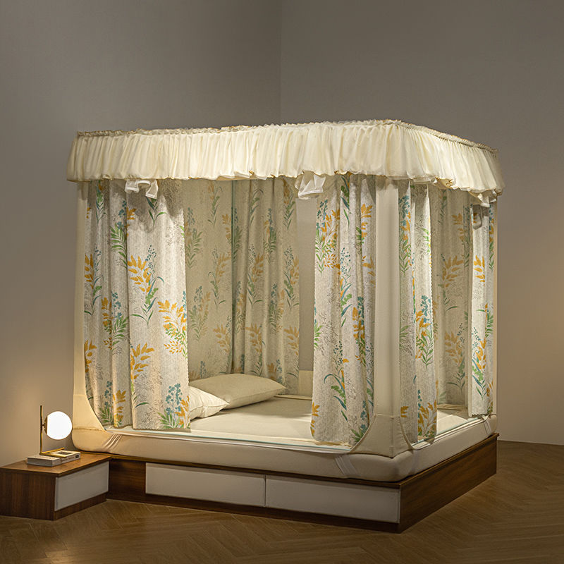 New Mosquito Net with Three-Door Zipper for Home Bedroom, Full Coverage, Blackout, Dustproof Bed Curtain, Baby Anti-Fall Bed, Encrypted and Thickened