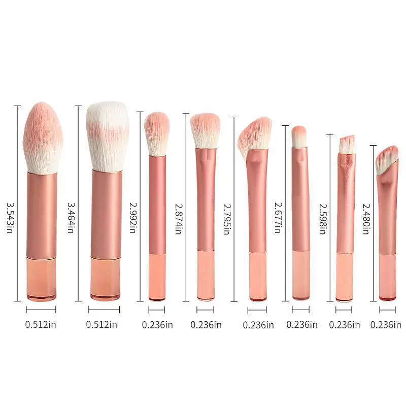 Handheld small transparent brush for contouring, 8 pieces, for beginners, full set