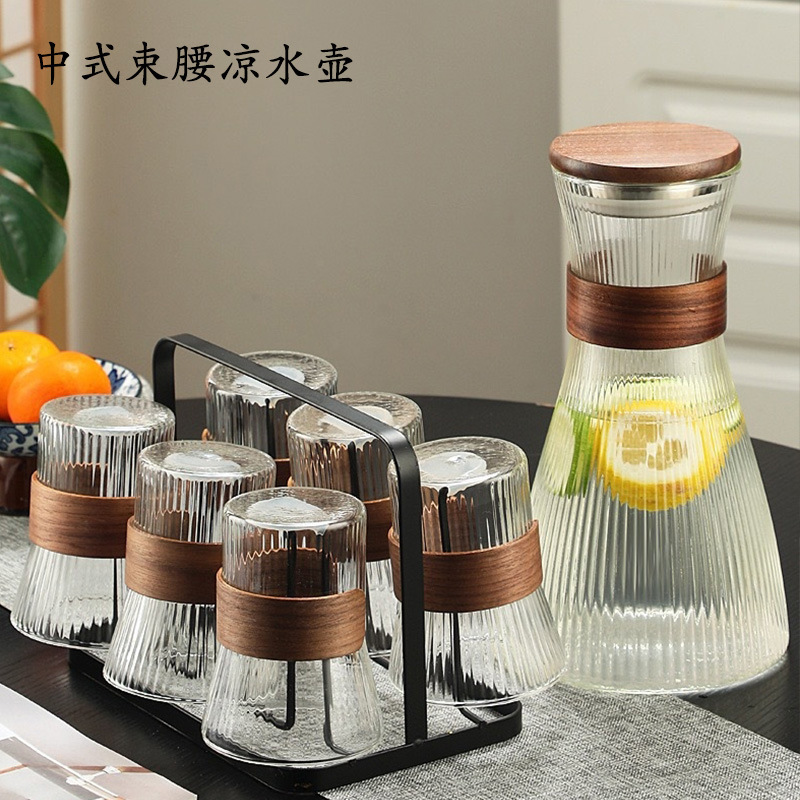 Chinese-style water cup suit high borosilicate glass cup waist cup with a set of high color value kettle high temperature resistant heat resistant kettle