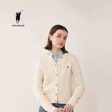 秋季长袖针织衫女保罗2025新款休闲外套纯色圆领百搭女士针织开衫