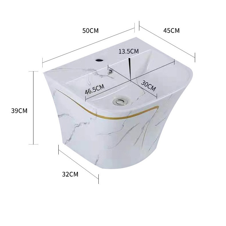 Color Cheongsam colgando lavabo cerámico Sudáfrica Sudeste Asiático Medio Oriente una lavabo colgando la pared colgando lavabo