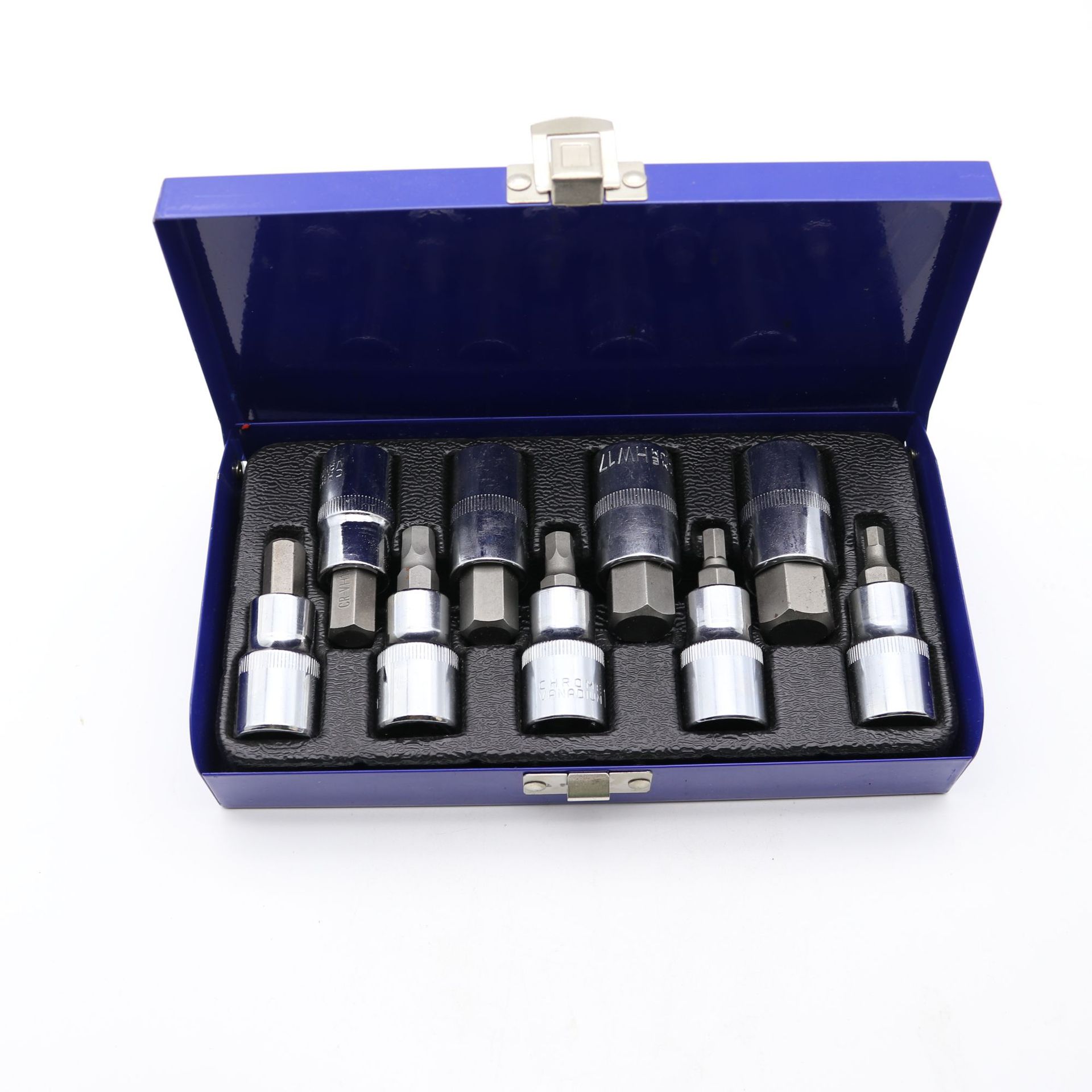 9件套铁盒装本色压批套筒套装规格内内6角形六角型批头内六角压批