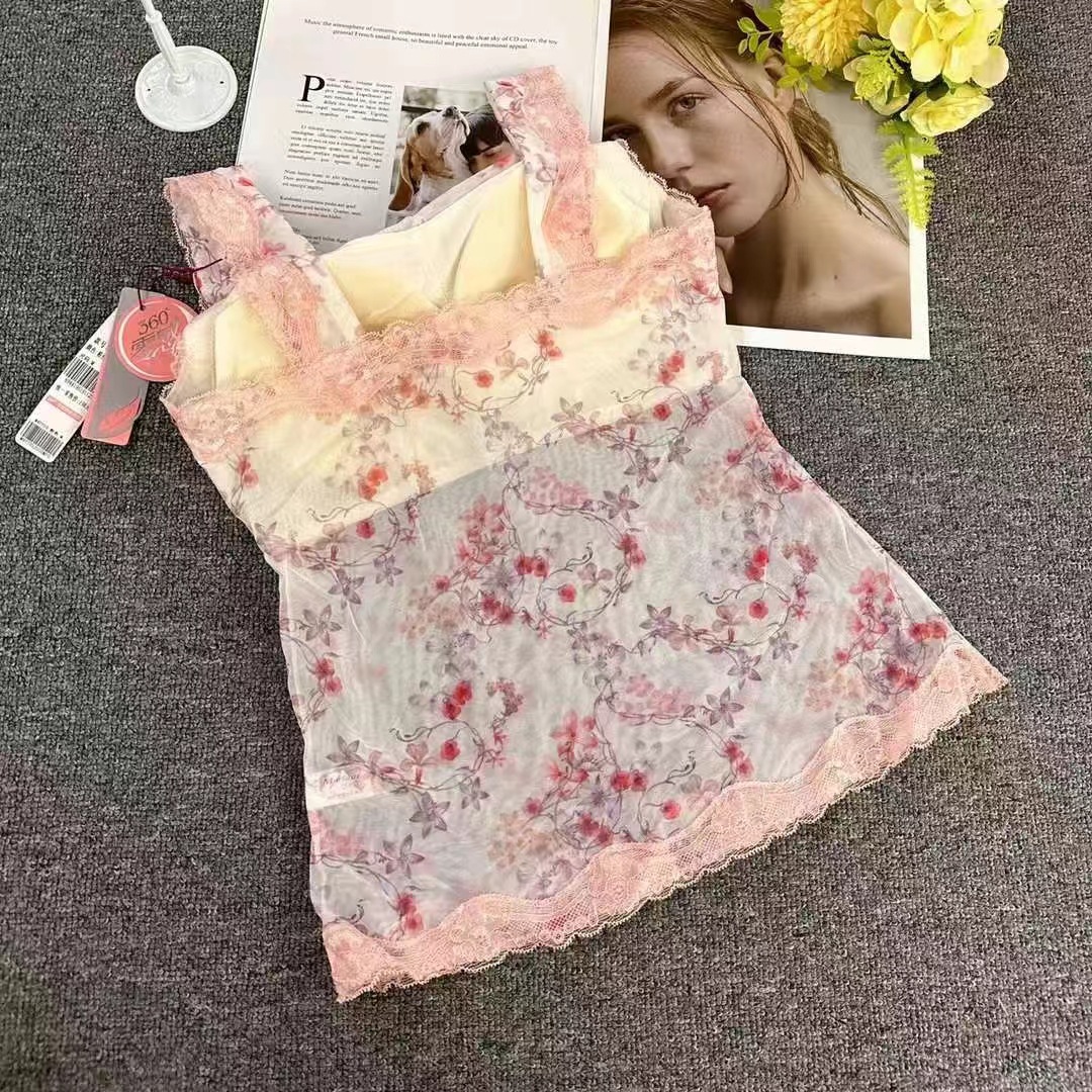 Nuevo encaje de alta calidad, chaleco de mujer sin anillo de acero, sujetador cómodo, ropa interior deportiva para dormir, mujer al por mayor.
