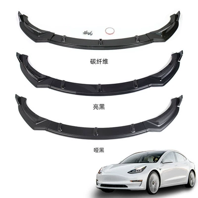 Suitable for Tesla Model 3 Front Lip Modification Small Surround Three-Stage Non-Destructive Installation Front Shovel Decoration Appearance Decoration (Big Surrounded) - front-lip-bright-black