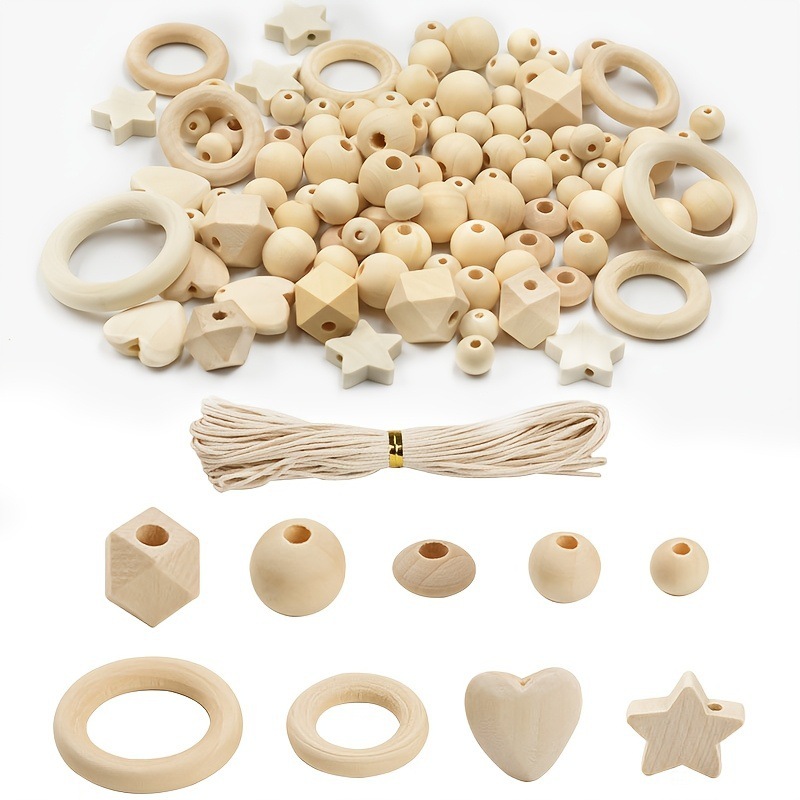 cross-border new diy beaded material wood bead combination suit log color wood beads creative farmhouse decoration accessories