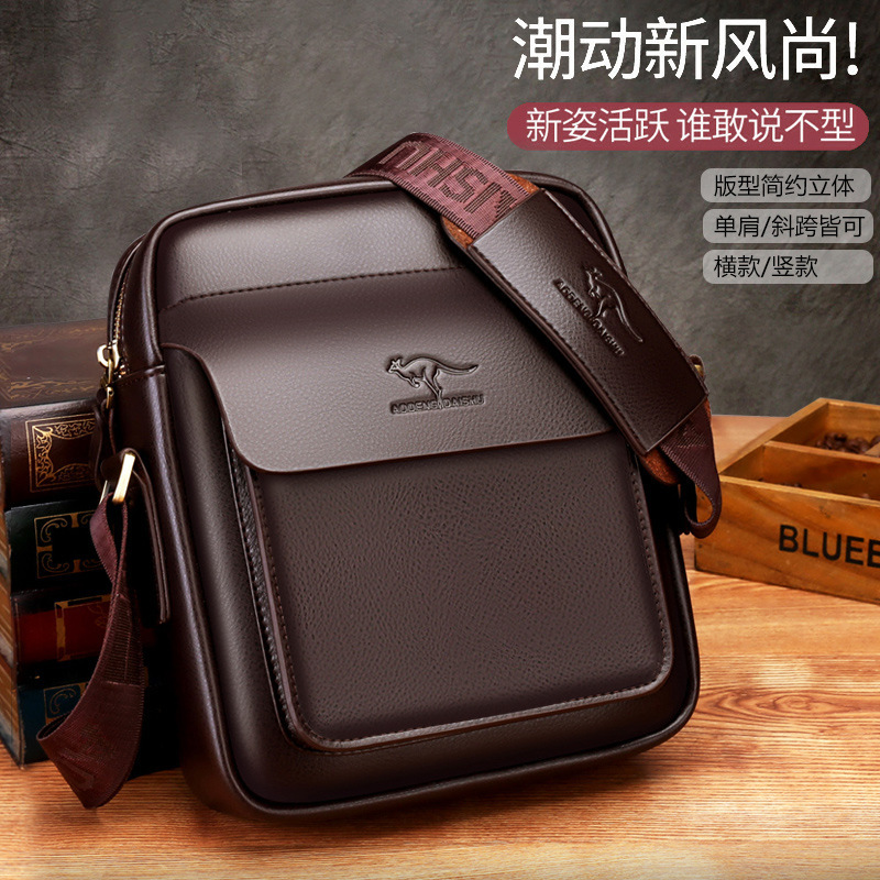 Cross-Border Wholesale Kangaroo Men's Shoulder Bag Men's Shoulder Bag New Business Trip Portable Shoulder Bag Business Casual Men