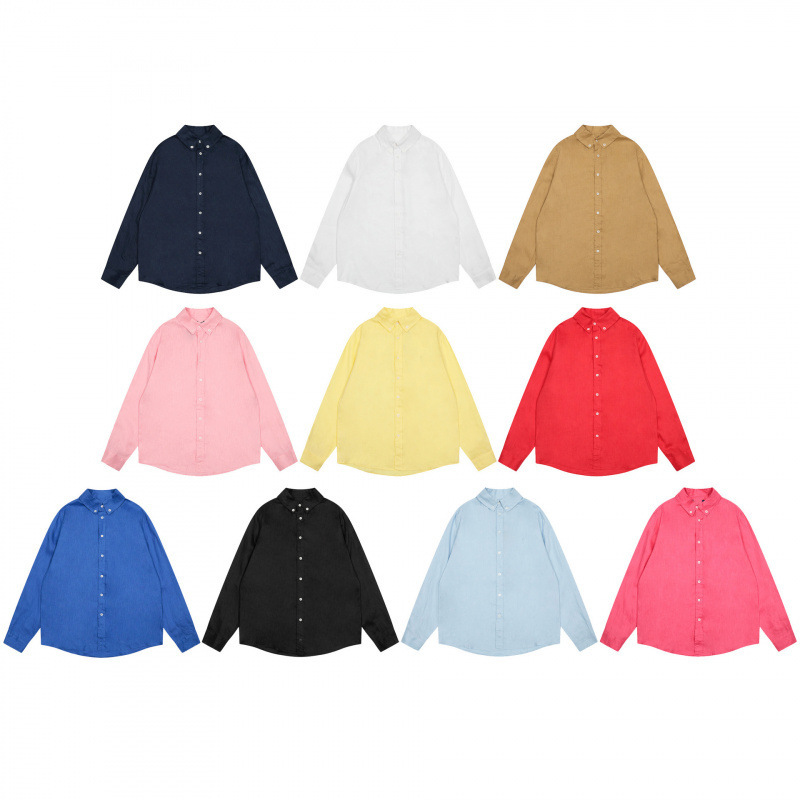 8001 Correct Version 24Ss Spring and Autumn Style Lf Embroidered Logo Shirt, Trendy Linen Shirt, a Must-Have for Ootd
