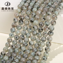 晶德珠宝 天然天山兰石散珠diy饰品配件斑点石圆珠半成品串珠批发