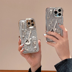 潮牌立體吉他適用iPhone15promax手機殼蘋果14pro創意13/12滴膠11