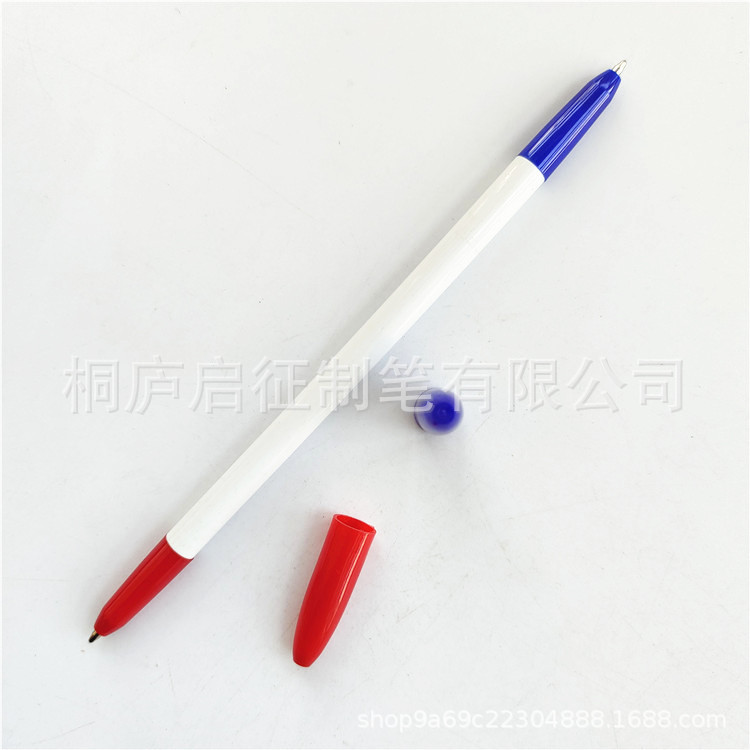 红 蓝芯两头用圆珠笔简易签字擦套油性笔笔杆定印刷Logo签字笔