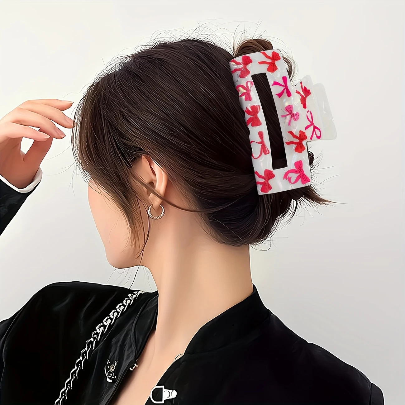45g Weight Hair Claws Hair Accessories Type 1 Piece Quantity Daily, Street Occasion Acrylic Material Bow Knot Pattern All Seasons Season Women's Gender Sweet, Classic Style Style Sweet Classic Style Women's Bow Knot Acrylic Hair Claws 5