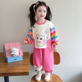 女童套装秋季儿童装宝宝衣服2026女孩运动春秋卫衣两件套跨境批发