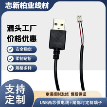 工厂直供USB公单头两芯电源线 电子产品供电输入线材裸线尾可定制