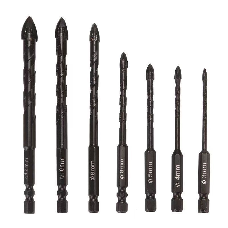 Agujero negro de cuatro bordes, taladro de aleación de alta dureza, taladro de perforación de ladrillo de piso, perforador de ladrillo de pared, cabeza de agujero