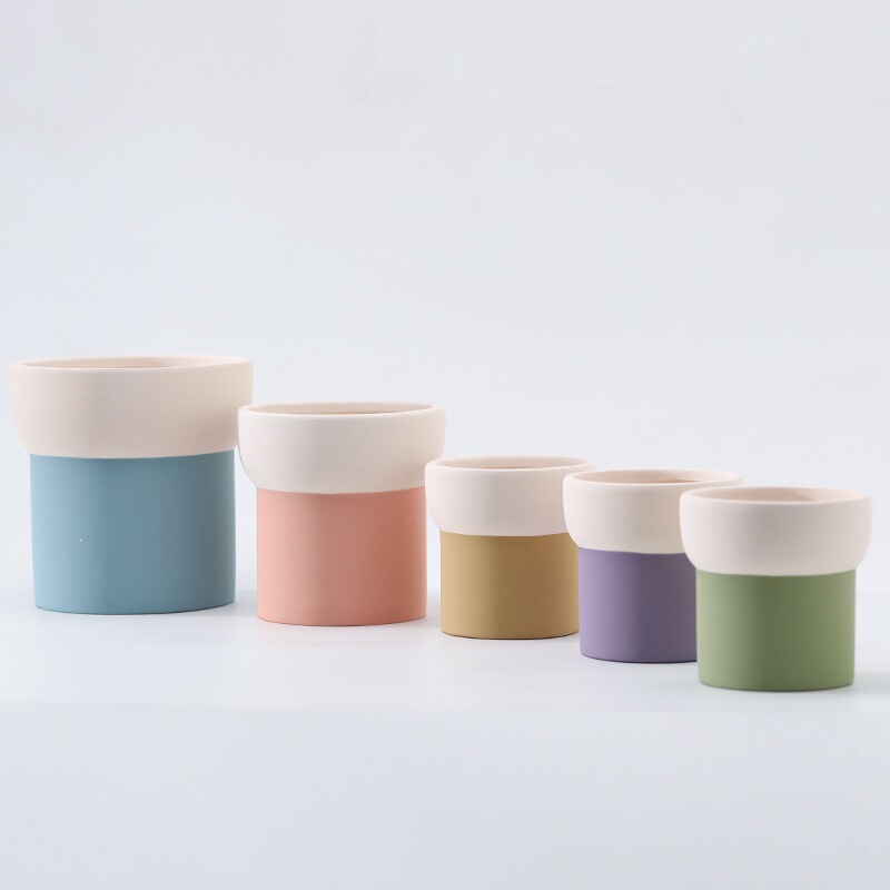 Nordic Hand-Painted Colorful Unglazed Clay Flower Pot Ceramic Coarse Pottery Breathable Water-Absorbing with Holes for Green Plants Like Phalaenopsis and Cactus Nordic Hand-Painted Colorful Unglazed Clay Flower Pot Ceramic Coarse Pottery Breathable Water-Absorbing with Holes for Green Plants Like Phalaenopsis and Cactus