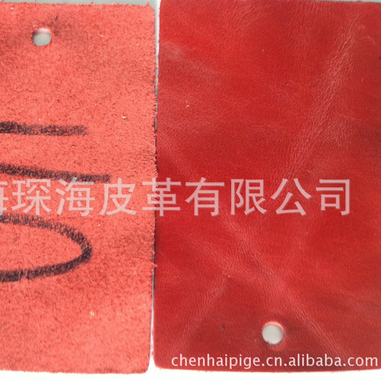 红色西班牙油蜡牛皮 头层牛皮