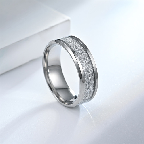 Factory wholesale rime silk pattern titanium steel ring for men cross-border European and American stainless steel rime pattern ring jewelry