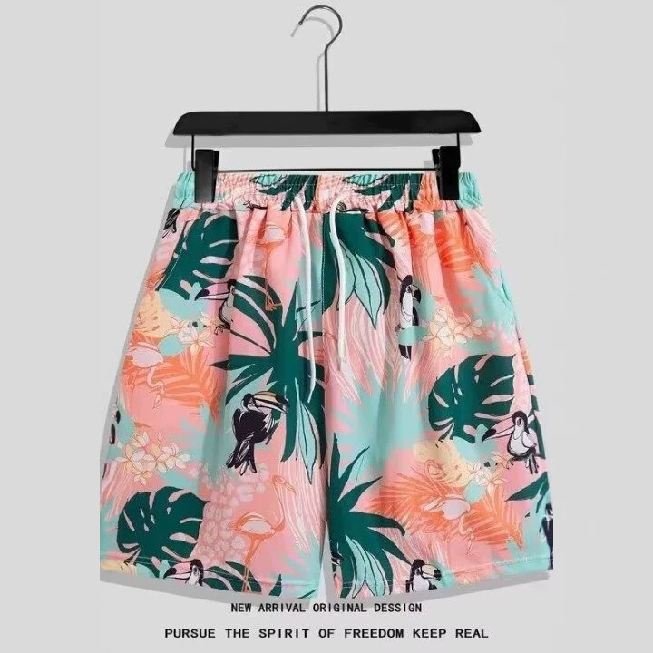 Men's beach shorts, loose fit, quick-drying, five-point swim trunks, suitable for swimming, anti-embarrassment, couple's beach vacation shorts, surfing shorts, trendy.