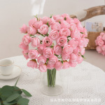 27头绢布小玫瑰花束人造假花仿真花手捧花拍照道具装饰花束批发