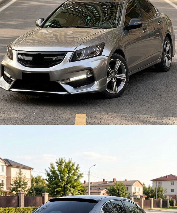 Suitable for Honda Eighth-Generation Accord Modified Wide-Body Kit Front Grille, Glossy Black Grille Logo, American Version, Thai Version