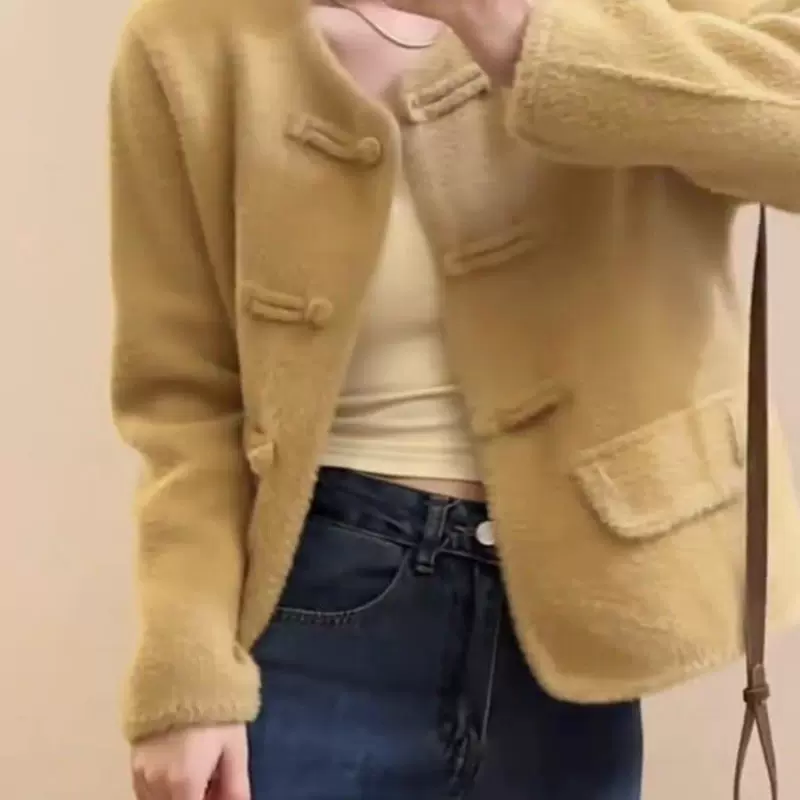 新中式国风盘扣毛呢外套女秋冬新款高级感超好看小个子短款上衣服