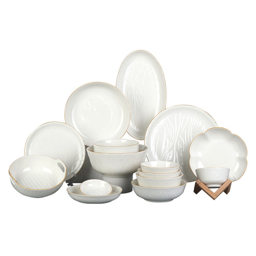 Shunxiang [Fengyi] ceramic tableware pure white embossed rice bowl high temperature underglaze color dishes set household soup noodle bowl