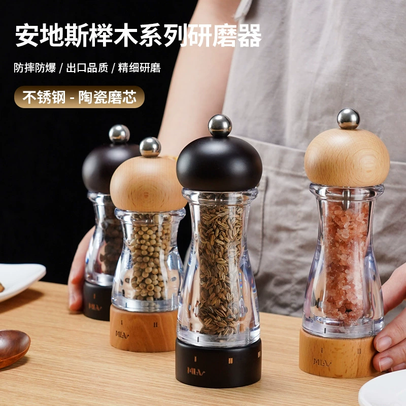 Измельчитель черного перца приправы для домашнего измельчения порошка из порошка из нержавеющей стали 304 ручная бутылка для измельчения морской соли
